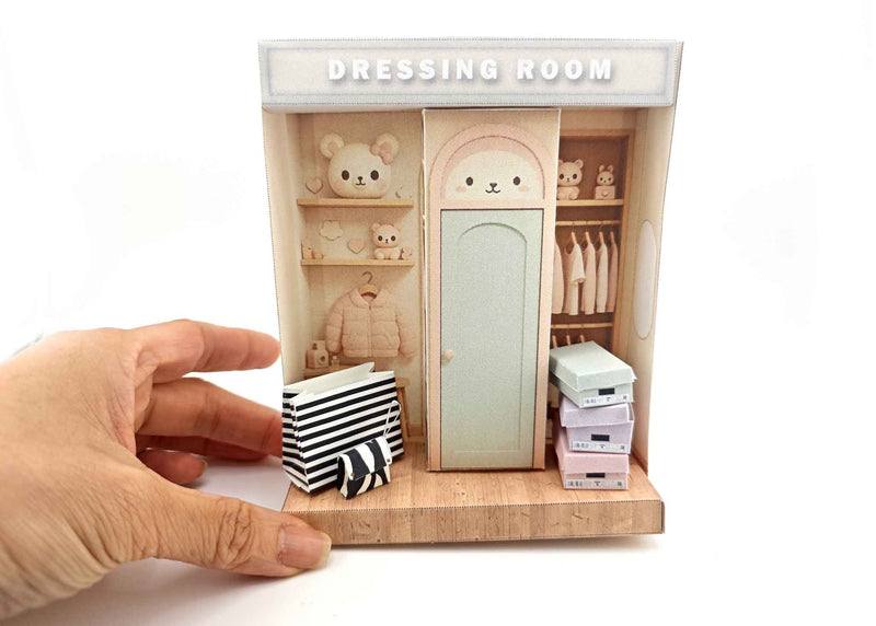 Dressing Room Dollhouse Miniature Kit: Printable Closet Scene (DIY) 3inches doll