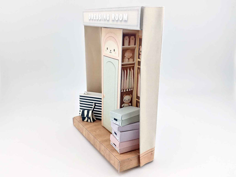 Dressing Room Dollhouse Miniature Kit: Printable Closet Scene (DIY) 3inches doll