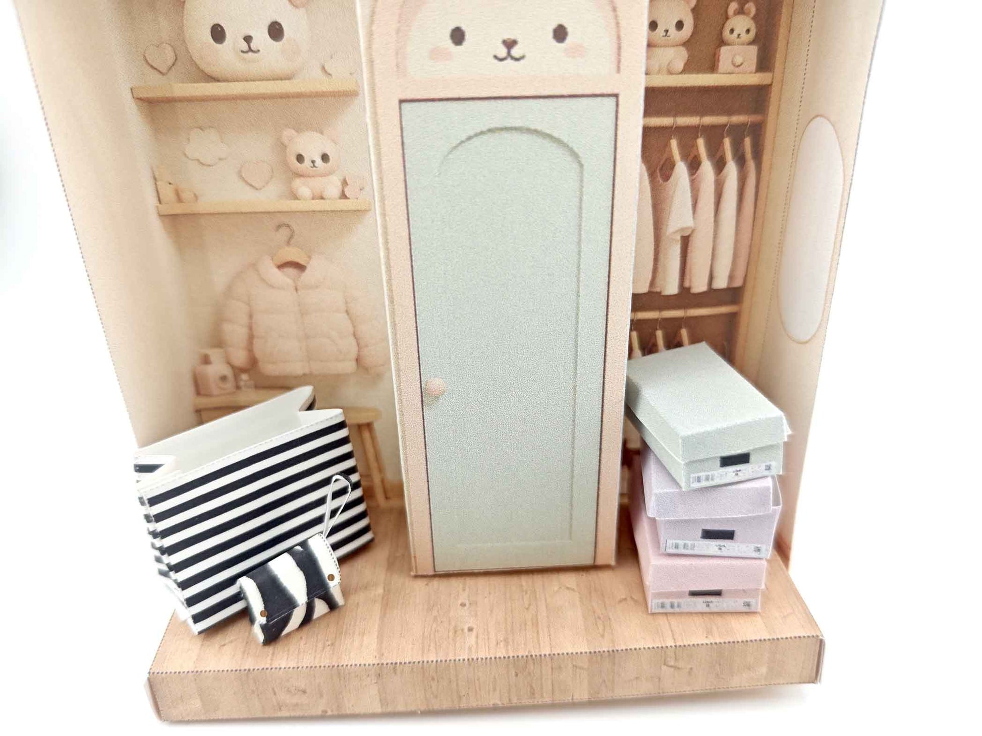 Dressing Room Dollhouse Miniature Kit: Printable Closet Scene (DIY) 3inches doll