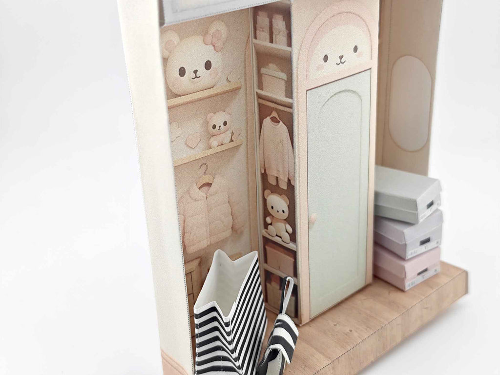 Dressing Room Dollhouse Miniature Kit: Printable Closet Scene (DIY) 3inches doll