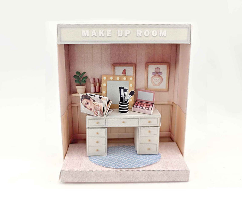 Pick Scene Pink Make Up Room — Stylish DIY Miniature Kit for 3-Inch Dolls