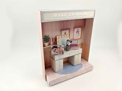 Pick Scene Pink Make Up Room — Stylish DIY Miniature Kit for 3-Inch Dolls