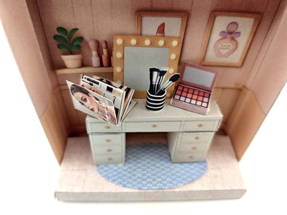 Pick Scene Pink Make Up Room — Stylish DIY Miniature Kit for 3-Inch Dolls