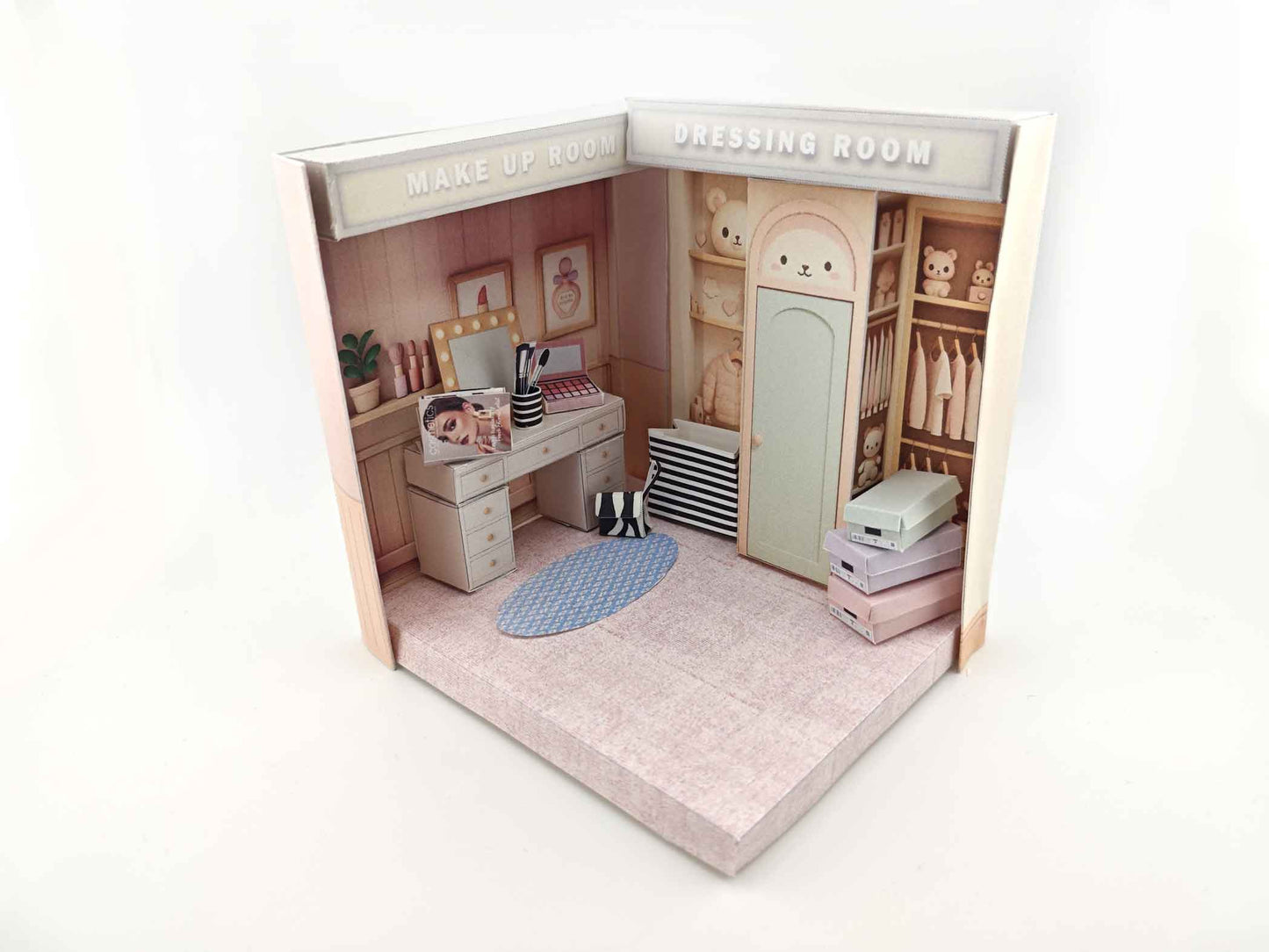 Pick Scene Pink Make Up Room — Stylish DIY Miniature Kit for 3-Inch Dolls