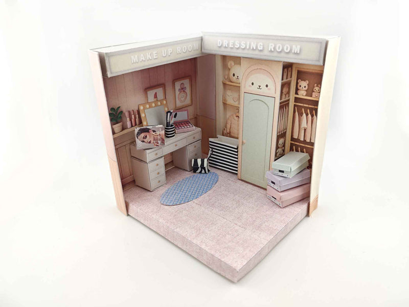Pick Scene Pink Make Up Room — Stylish DIY Miniature Kit for 3-Inch Dolls