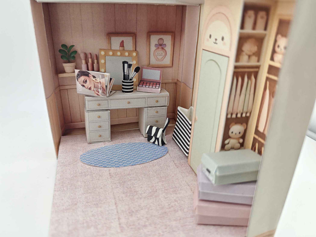 Miniature Pink Carpet Floor : PickScene Paper Doll Room (3 inch Doll Size: 131 x 106mm)