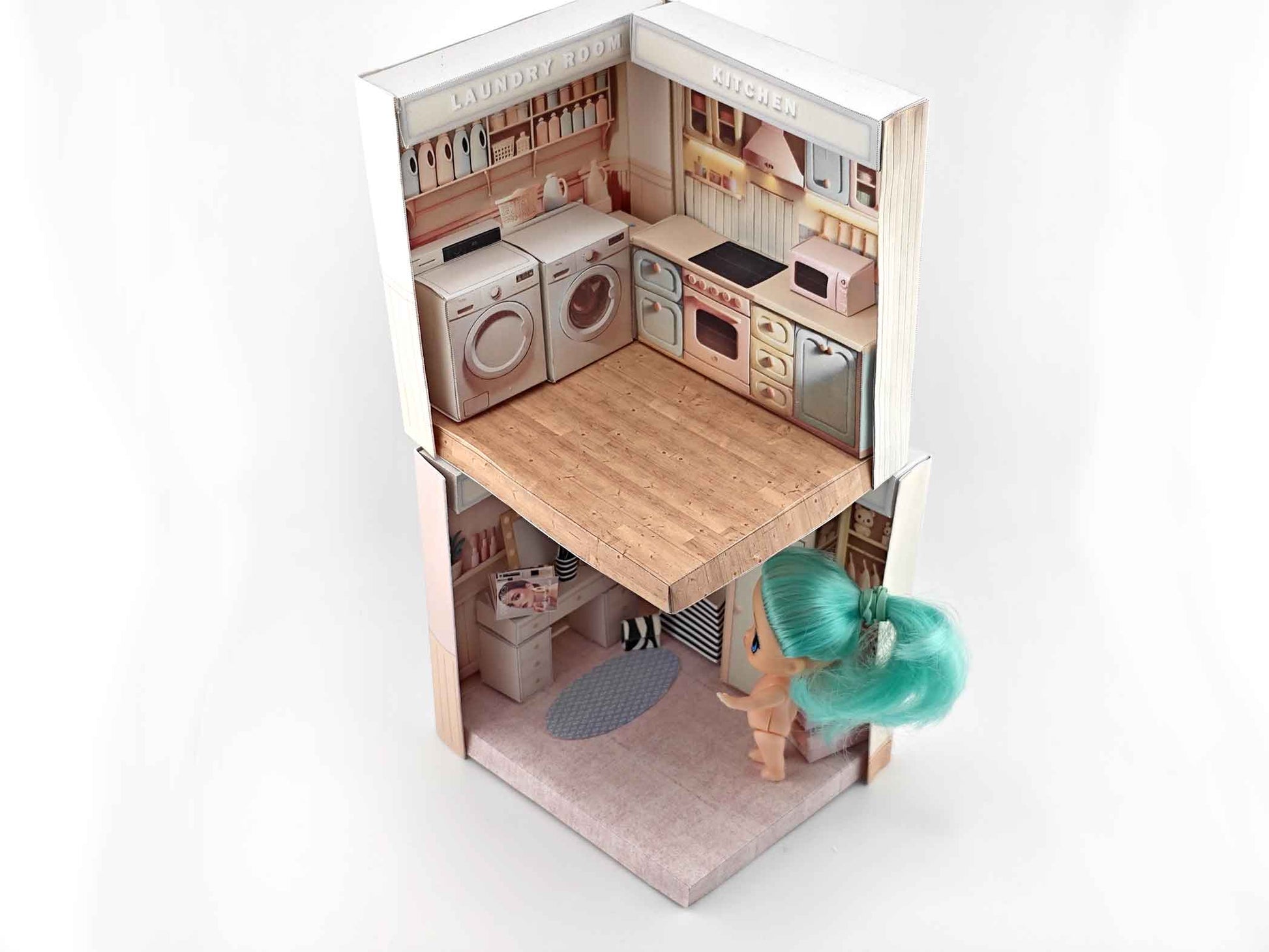 Pick Scene Pink Kitchen - pickscene apartment, pickscene room, microwave,  Kitchen interior, 3 inches doll