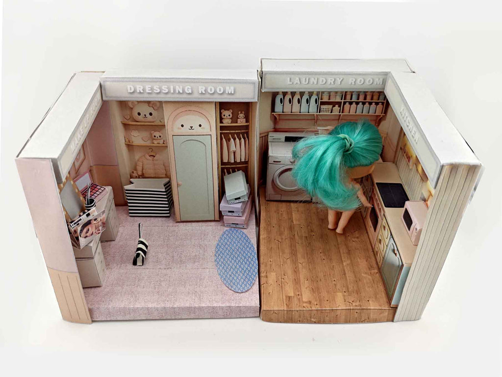 Miniature Pink Carpet Floor : PickScene Paper Doll Room (3 inch Doll Size: 131 x 106mm)