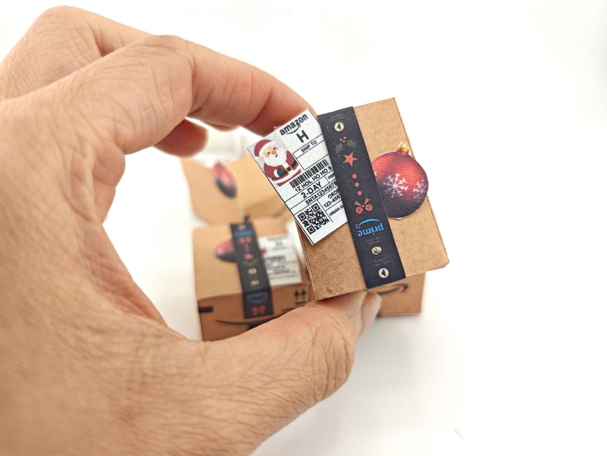 Christmas Miniature Delivery Box — Amazon Packages for Dollhouse 12 Scale, Gift or Ornament