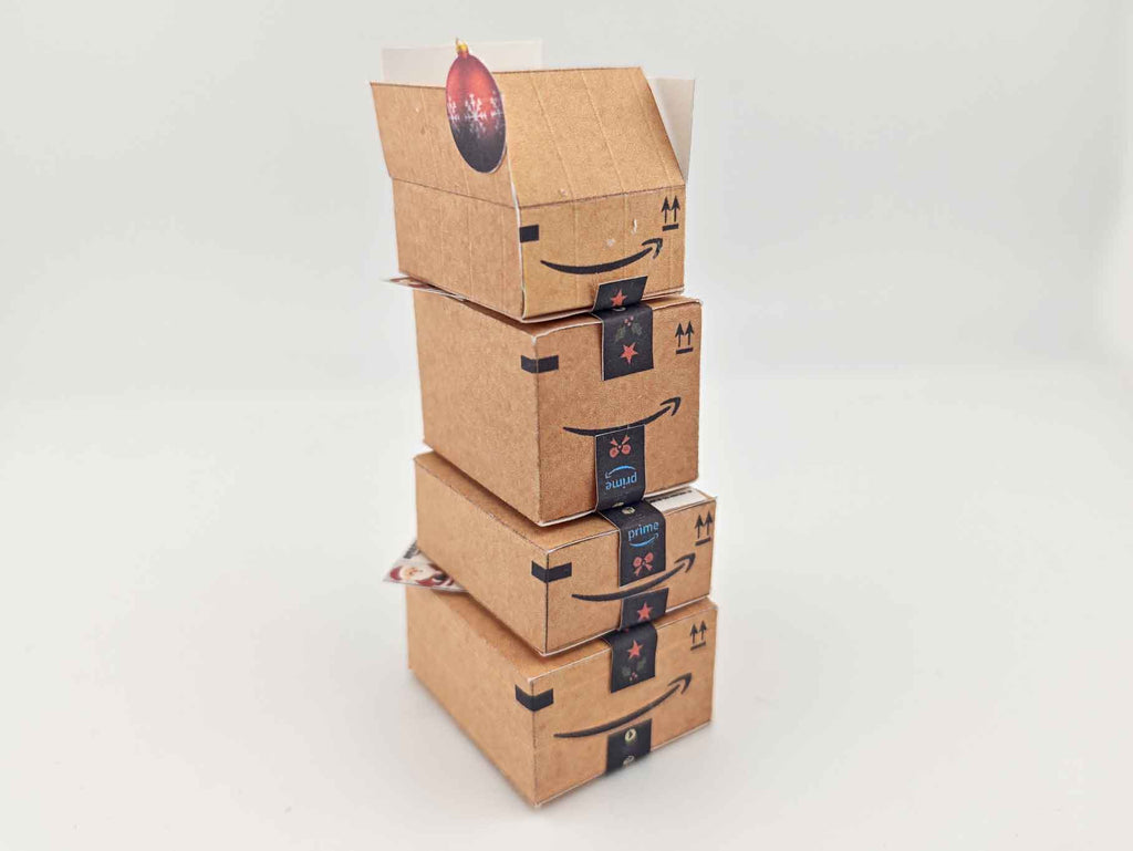 Christmas Miniature Delivery Box — Amazon Packages for Dollhouse 12 Scale, Gift or Ornament