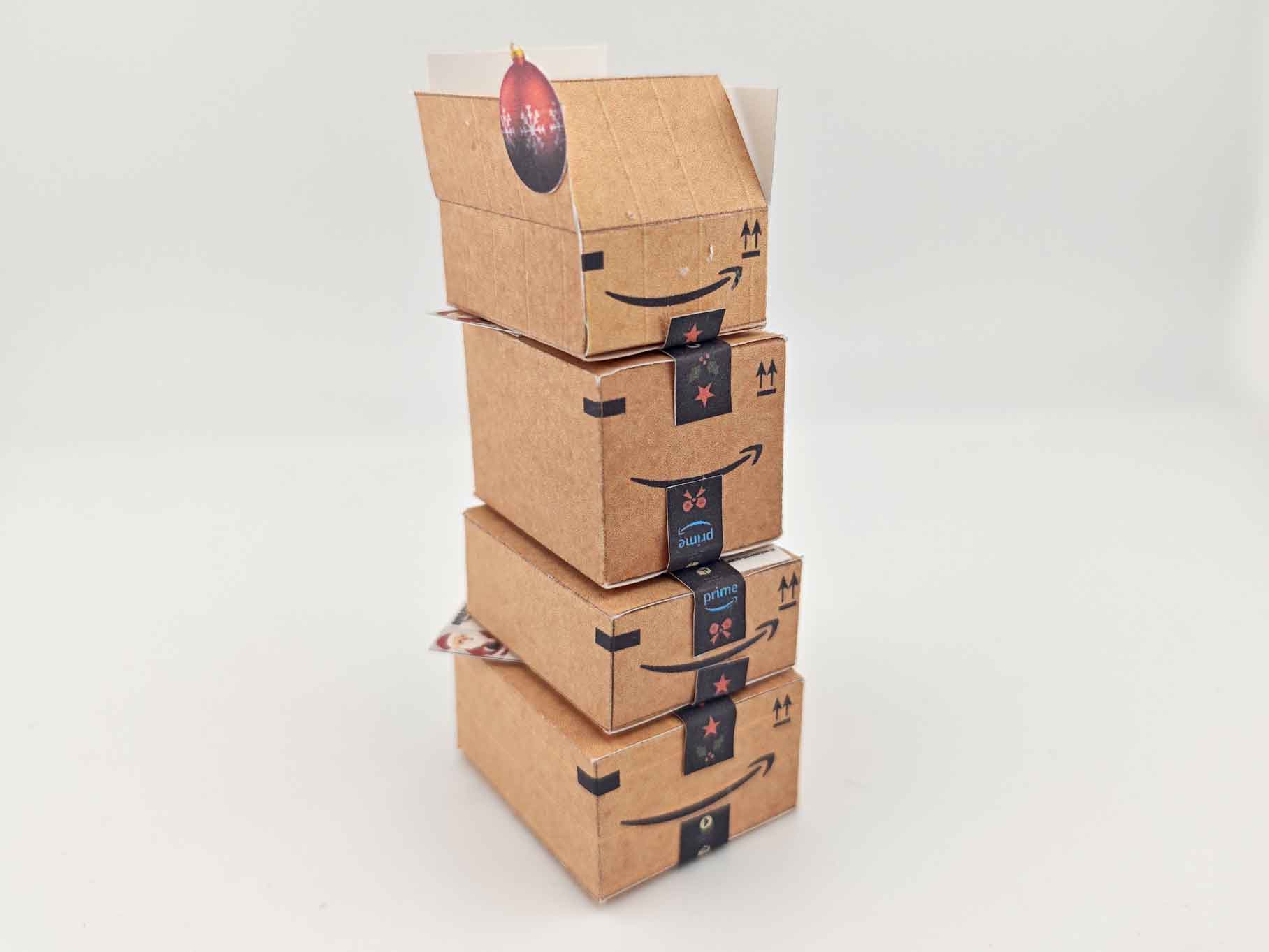 Christmas Miniature Delivery Box — Amazon Packages for Dollhouse 12 Scale, Gift or Ornament