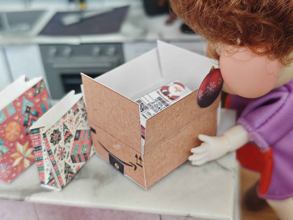 Christmas Miniature Delivery Box — Amazon Packages for Dollhouse 12 Scale, Gift or Ornament