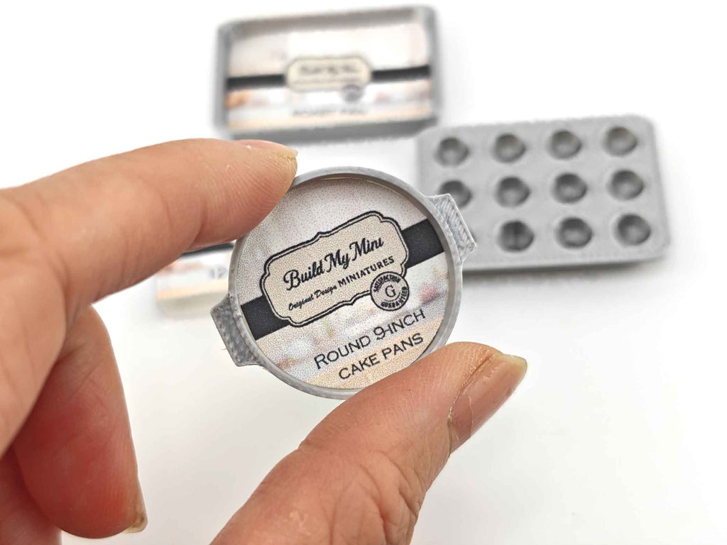 1:12 Miniature Baking Pans — STL File with Muffin, Roast, and Round Pans for Dollhouse Kitchen Scenes