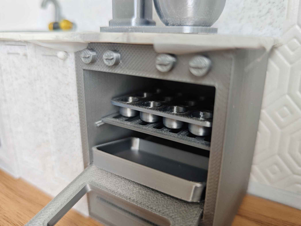 1:12 Miniature Baking Pans — STL File with Muffin, Roast, and Round Pans for Dollhouse Kitchen Scenes
