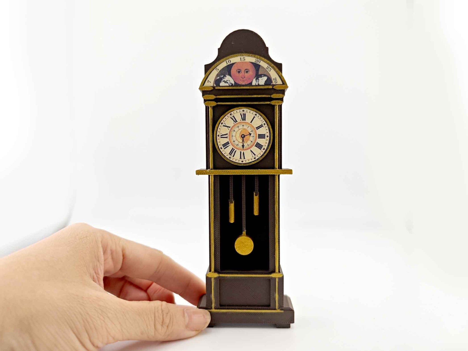 1:12 Grandfather Clock — Vintage Dollhouse STL File with Printable Sticker for DIY