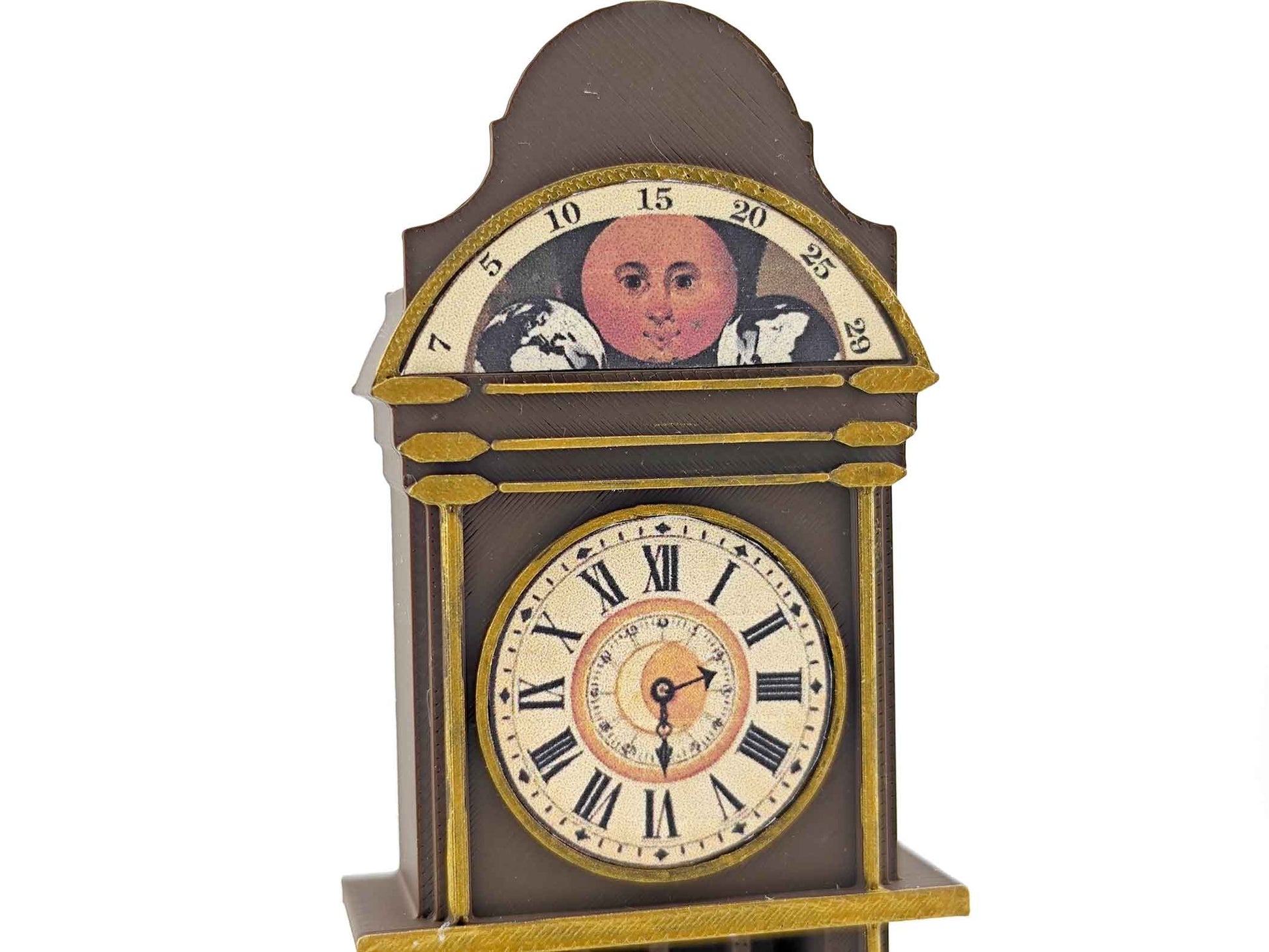 1:12 Grandfather Clock — Vintage Dollhouse STL File with Printable Sticker for DIY