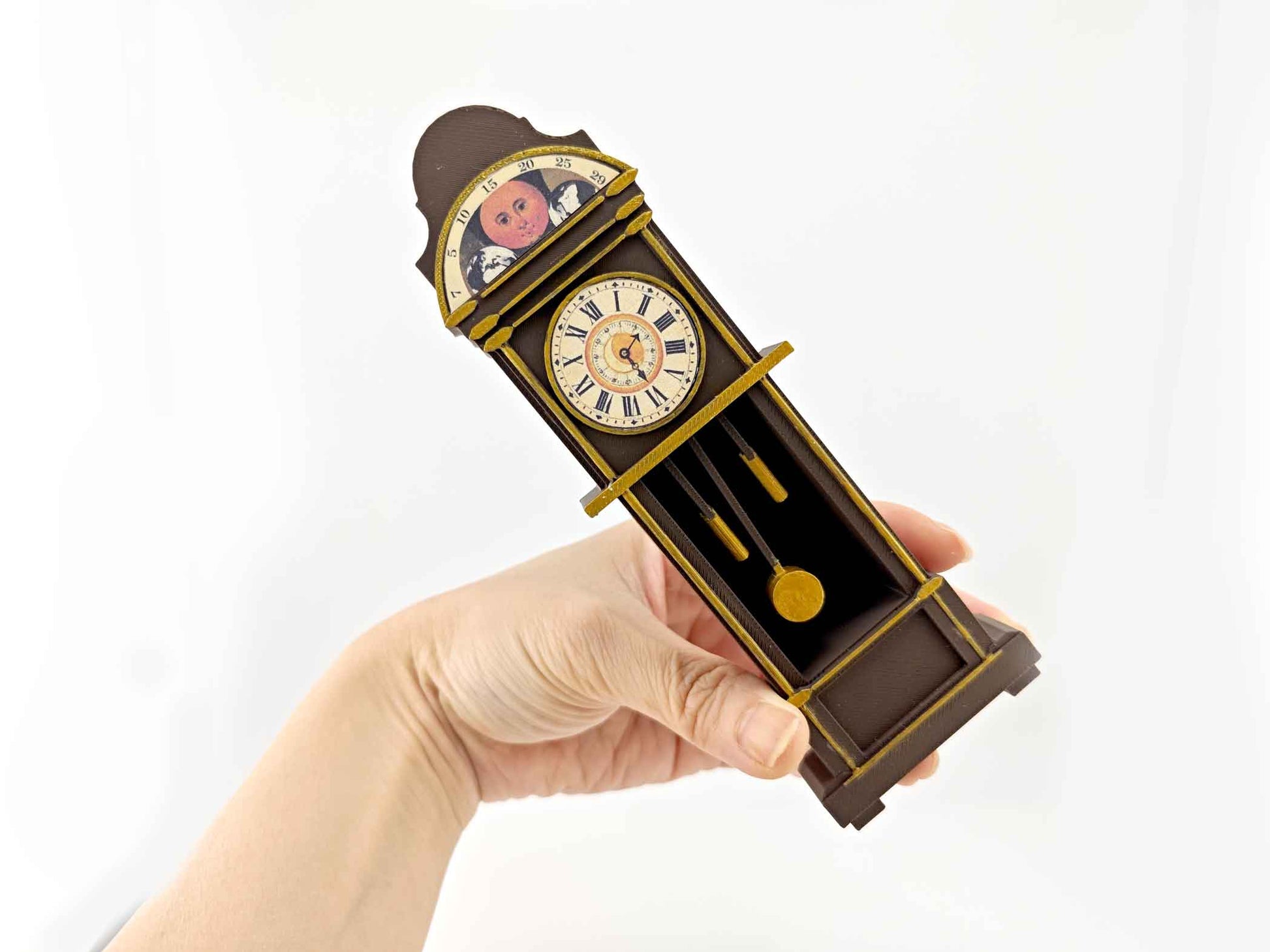 1:12 Grandfather Clock — Vintage Dollhouse STL File with Printable Sticker for DIY