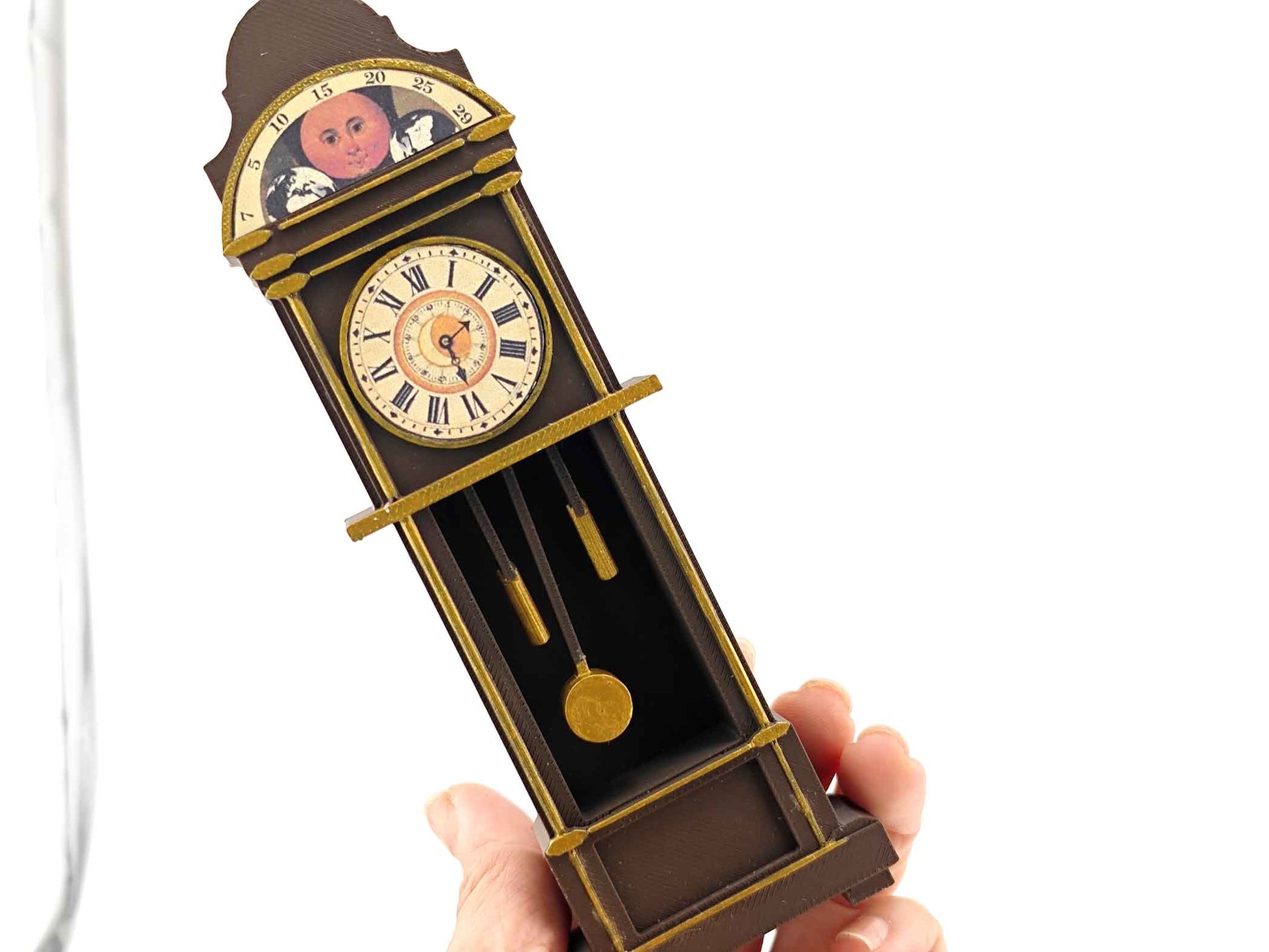 1:12 Grandfather Clock — Vintage Dollhouse STL File with Printable Sticker for DIY