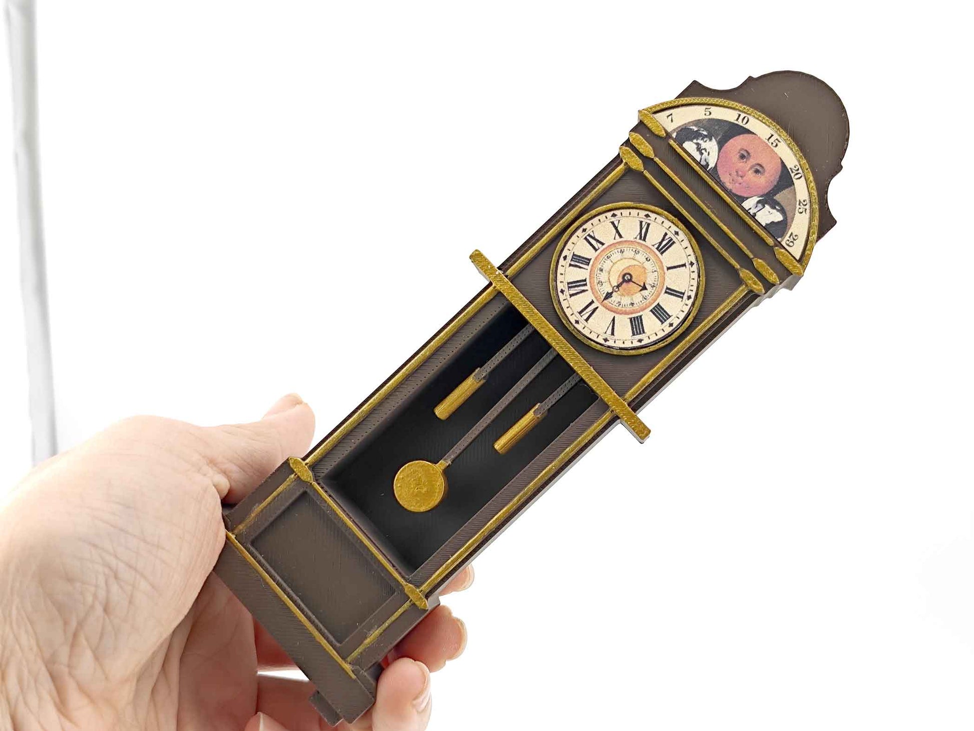 1:12 Grandfather Clock — Vintage Dollhouse STL File with Printable Sticker for DIY