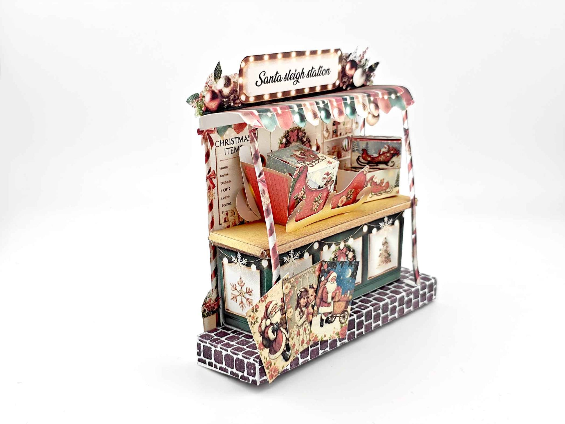 PickScene Christmas Santa sleigh station Stand for DIY a Christmas presents to be a crafting xmas card
