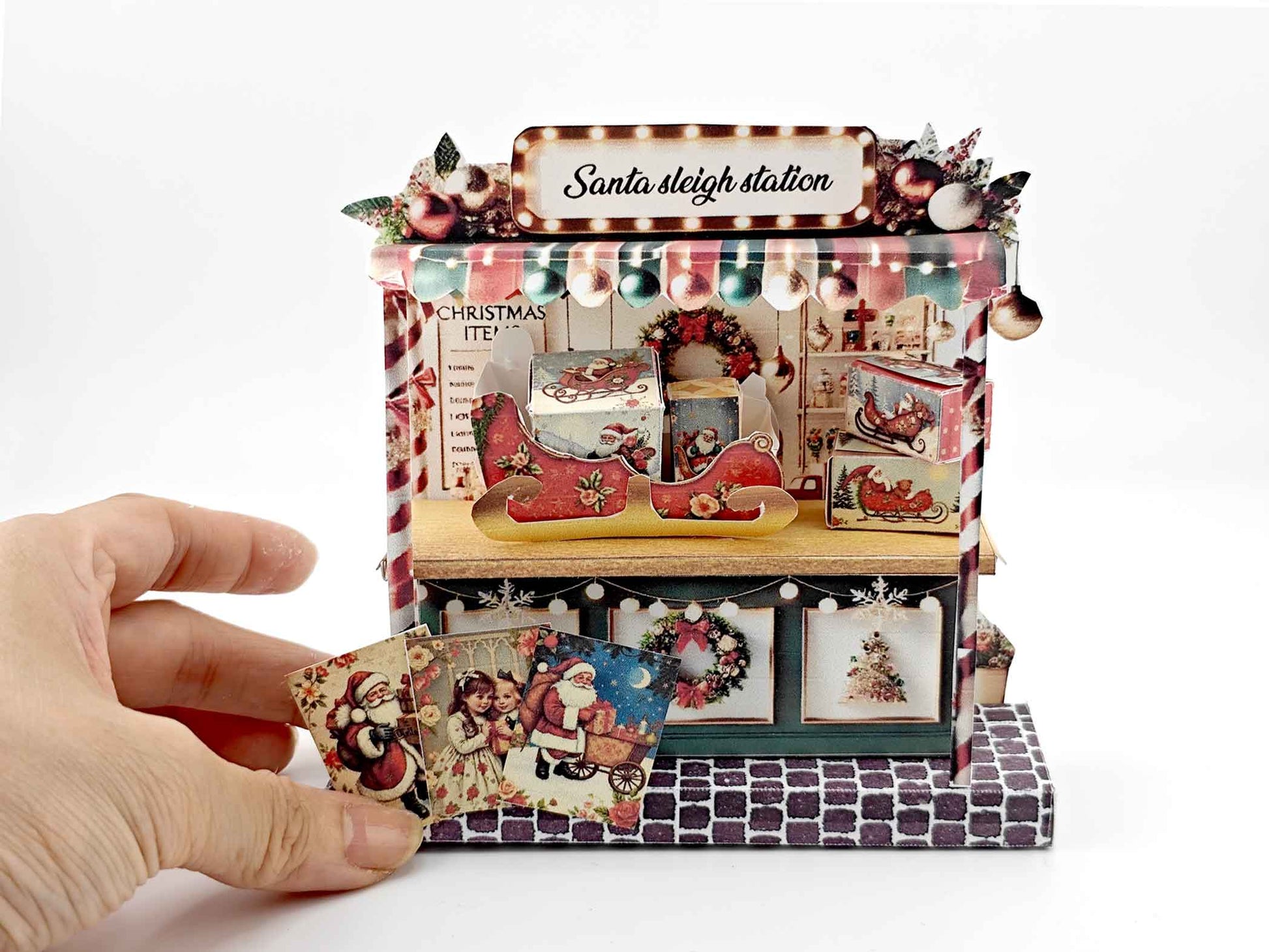 PickScene Christmas Santa sleigh station Stand for DIY a Christmas presents to be a crafting xmas card