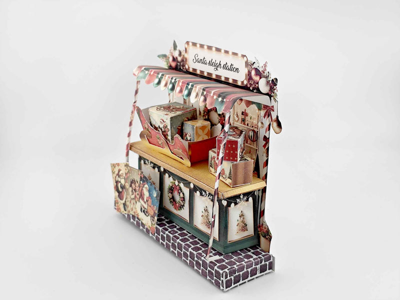 DIY Christmas Santa Sleigh Station: Printable 3D Papercraft