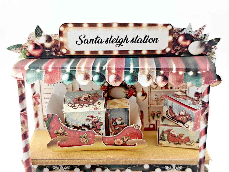 DIY Christmas Santa Sleigh Station: Printable 3D Papercraft
