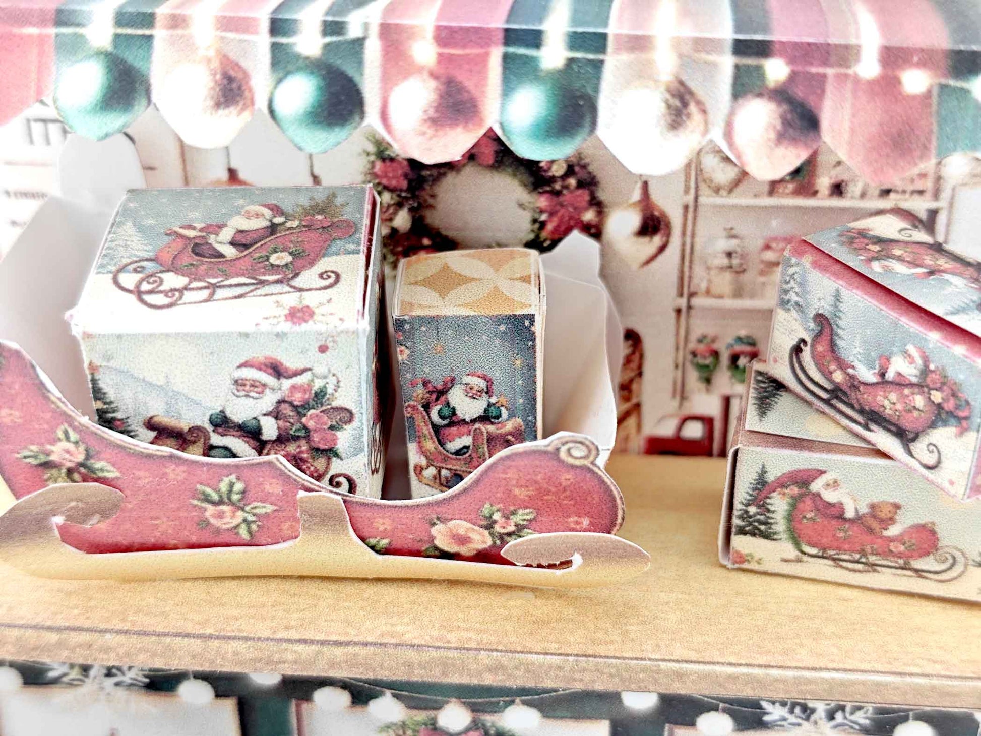 PickScene Christmas Santa sleigh station Stand for DIY a Christmas presents to be a crafting xmas card