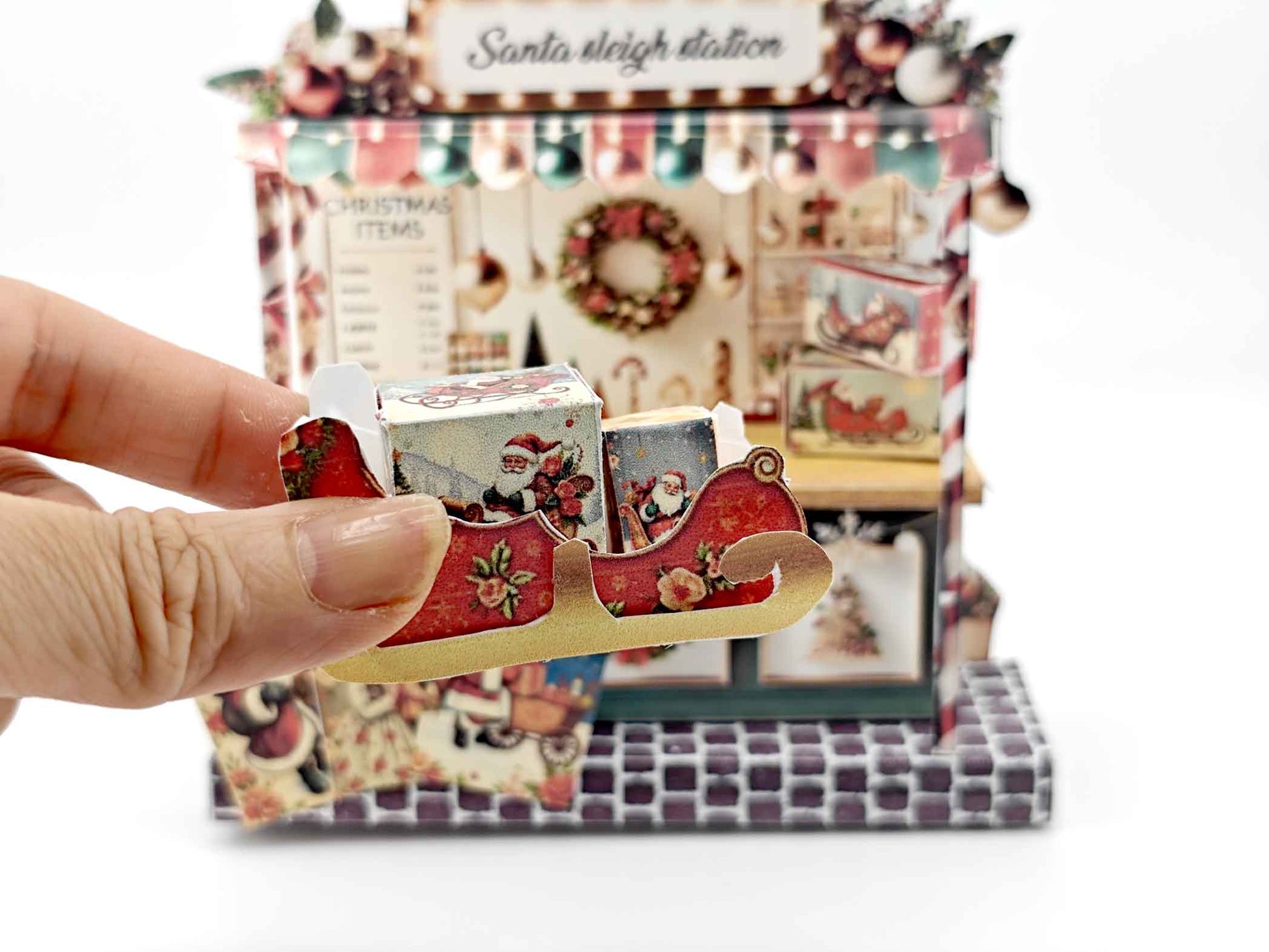 PickScene Christmas Santa sleigh station Stand for DIY a Christmas presents to be a crafting xmas card
