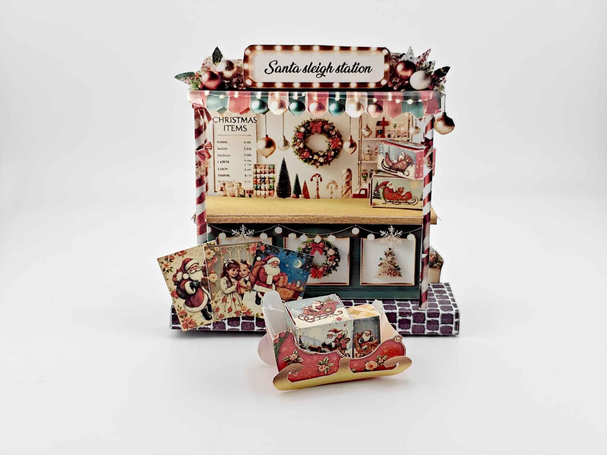 PickScene Christmas Santa sleigh station Stand for DIY a Christmas presents to be a crafting xmas card