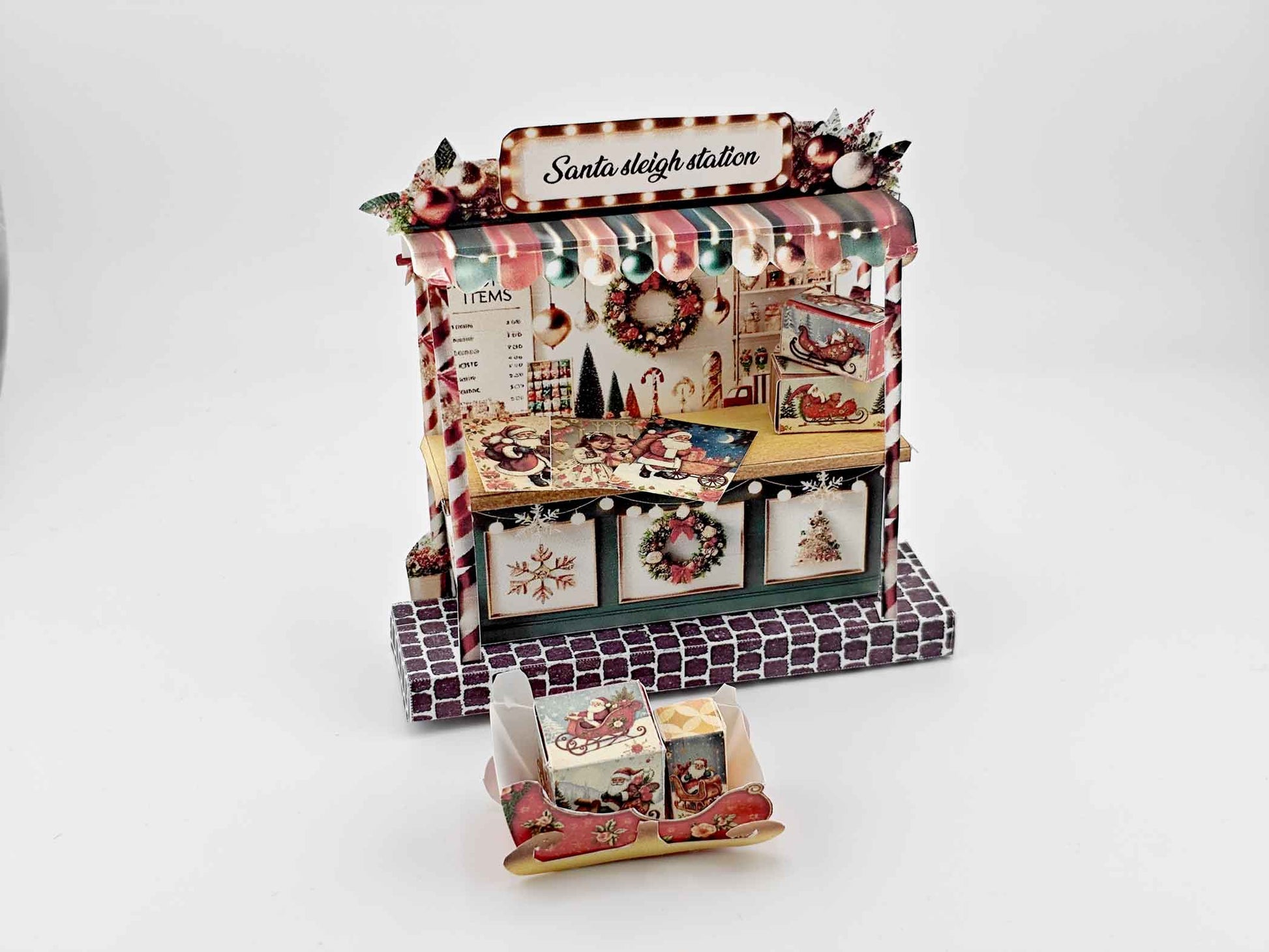PickScene Christmas Santa sleigh station Stand for DIY a Christmas presents to be a crafting xmas card