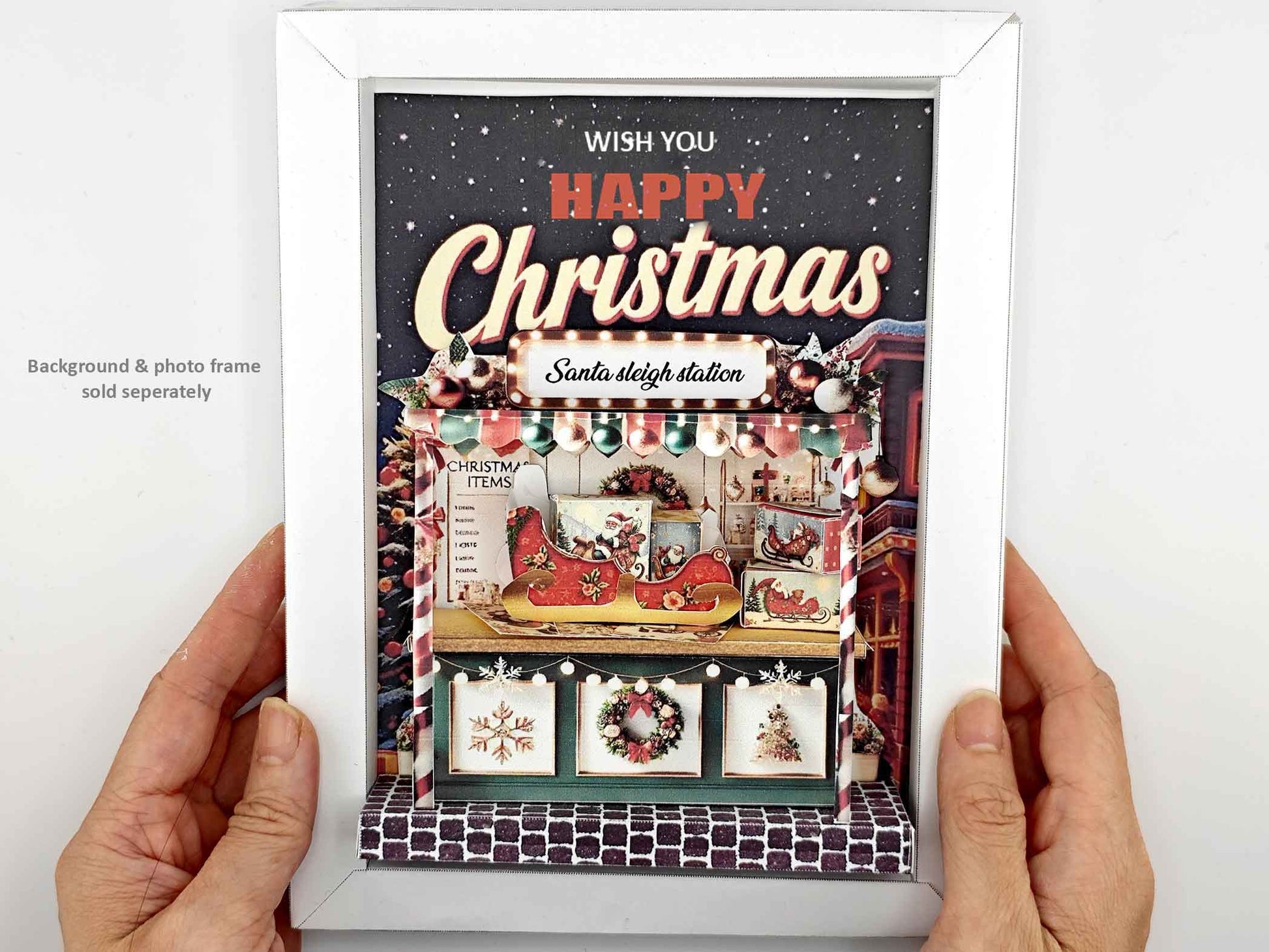 PickScene Christmas Santa sleigh station Stand for DIY a Christmas presents to be a crafting xmas card