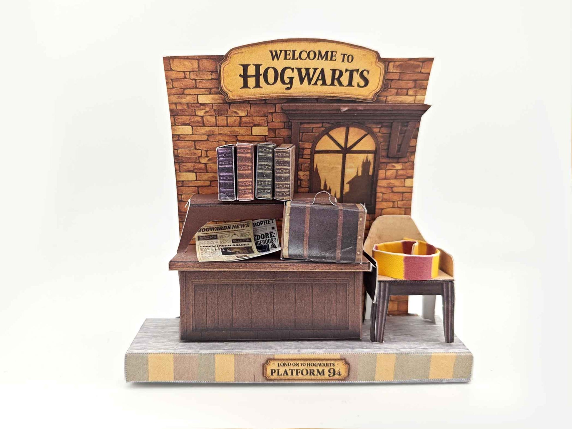Hogwarts room DIY miniature stand ,wizard magic books, newspaper, chair, class table,  classroom scenery