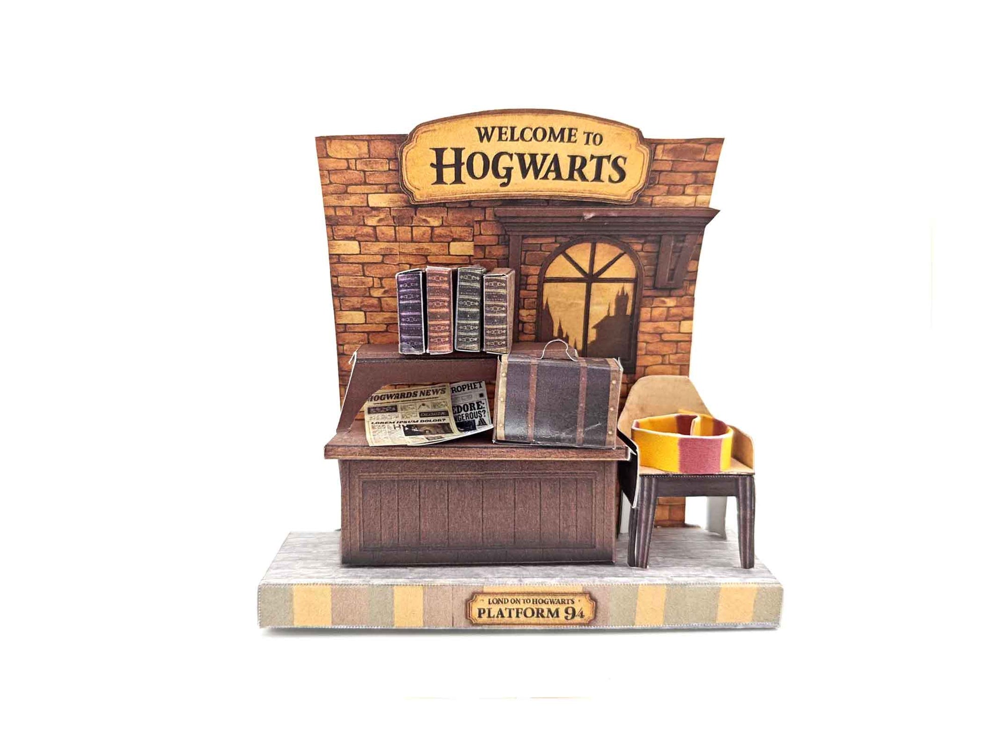 Hogwarts room DIY miniature stand ,wizard magic books, newspaper, chair, class table,  classroom scenery