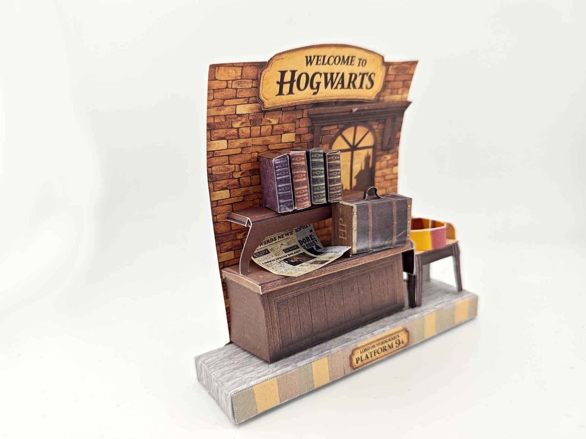 Hogwarts room DIY miniature stand ,wizard magic books, newspaper, chair, class table,  classroom scenery