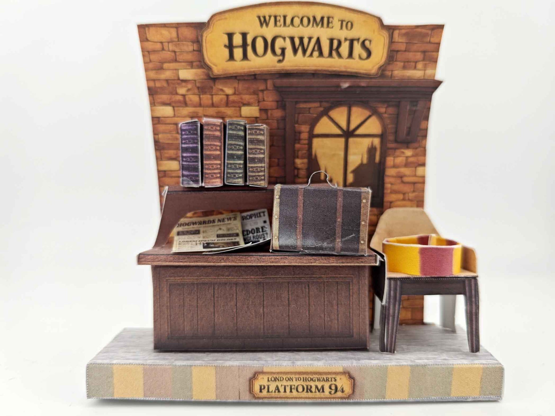 Hogwarts room DIY miniature stand ,wizard magic books, newspaper, chair, class table,  classroom scenery