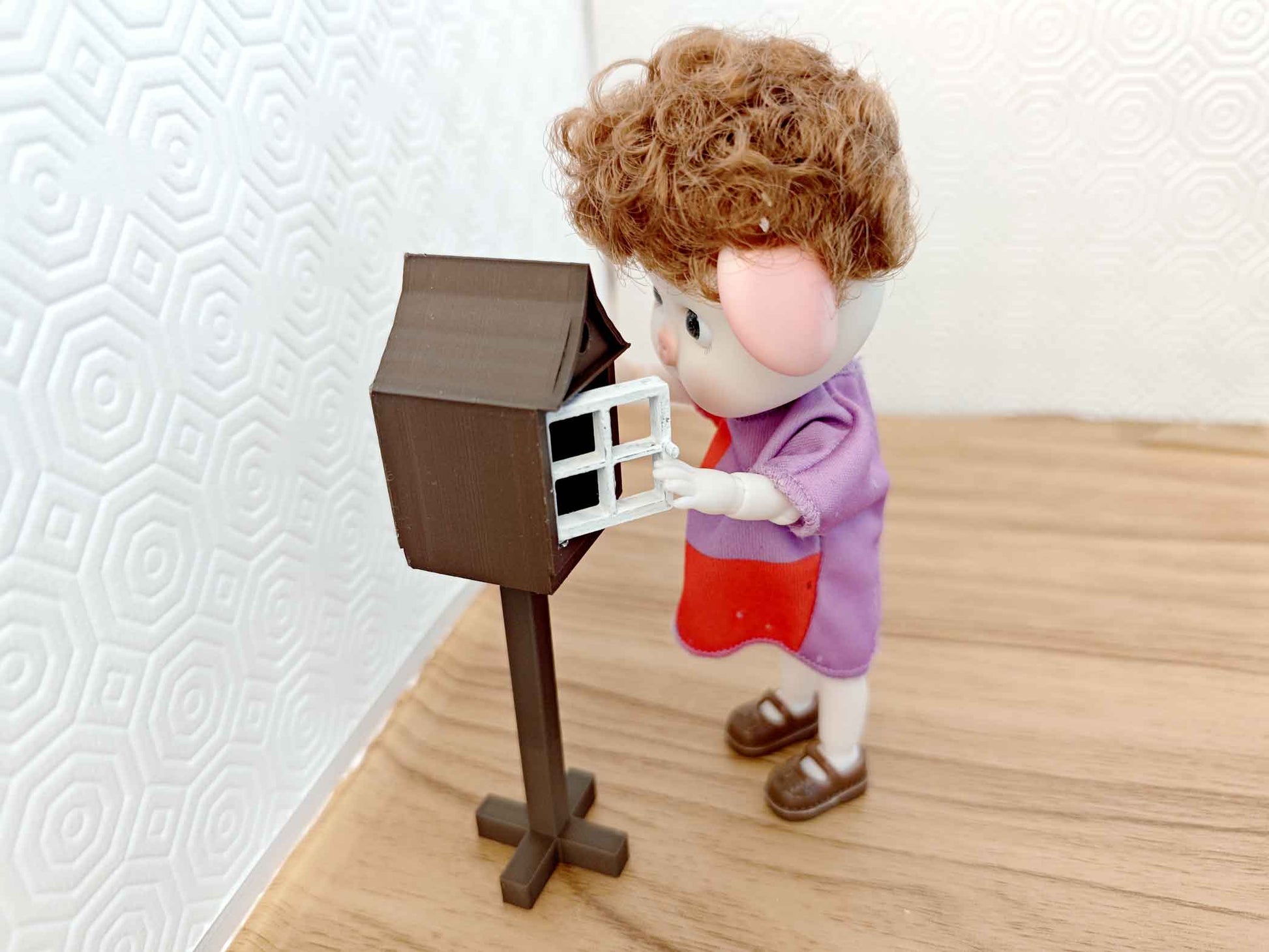 1:12 Bird house STL file, openable door bird home for outdoor and back yard, front yard, suit for 12 scale dollhouse