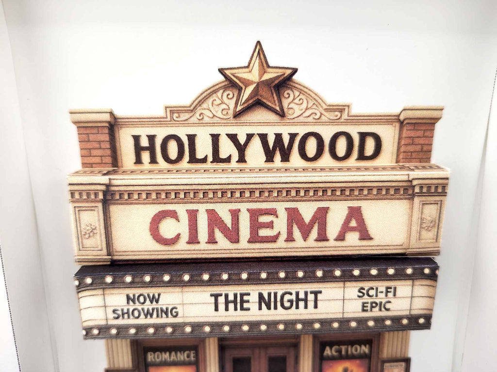 Hollywood Cinema Theater Diorama — Miniature Craft Kit in 7x5 Photo Frame Scene