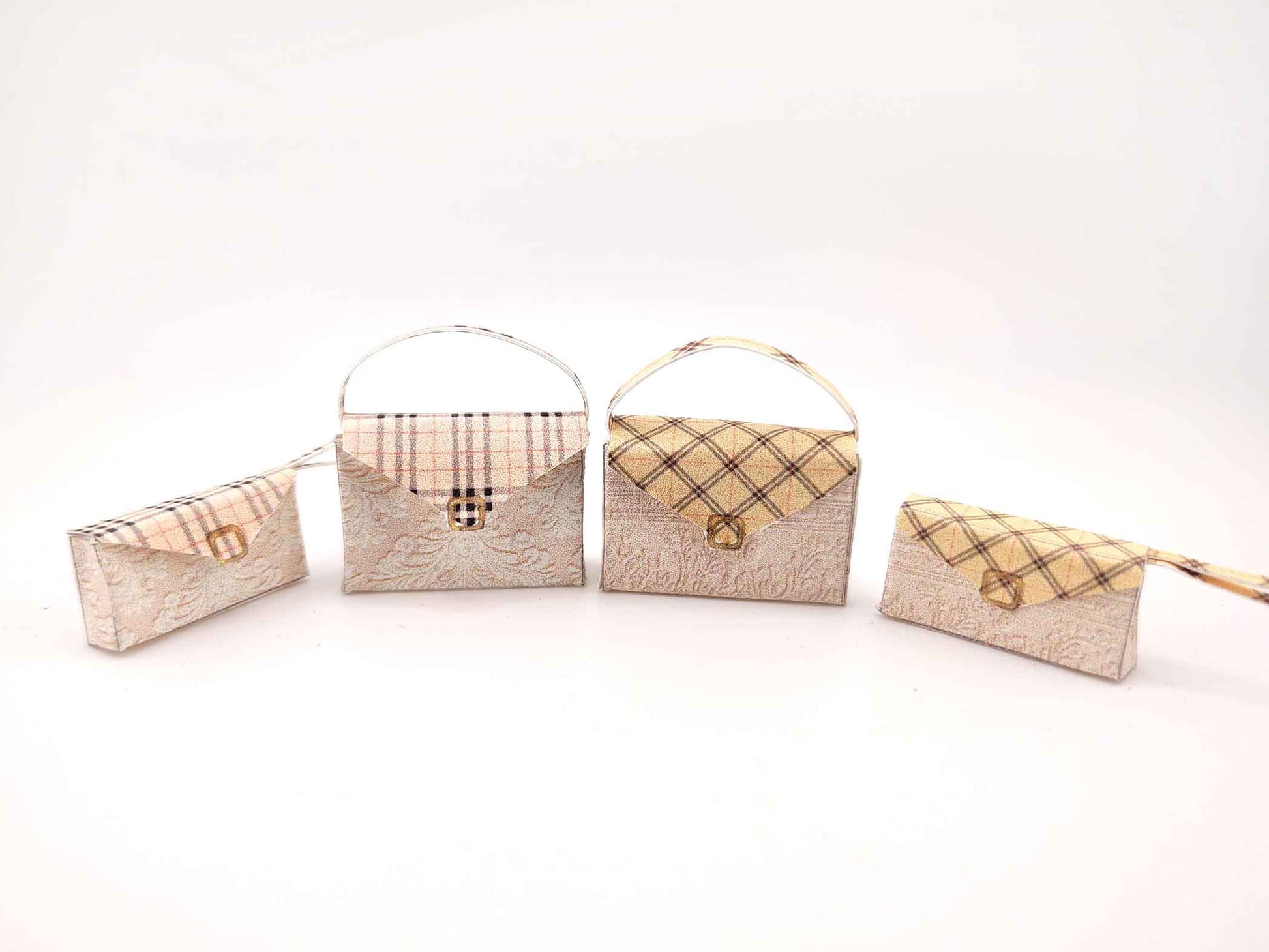 1:12 cozy vintage creamy pink doll fashion purse 4 item 2 style, bags and wallets