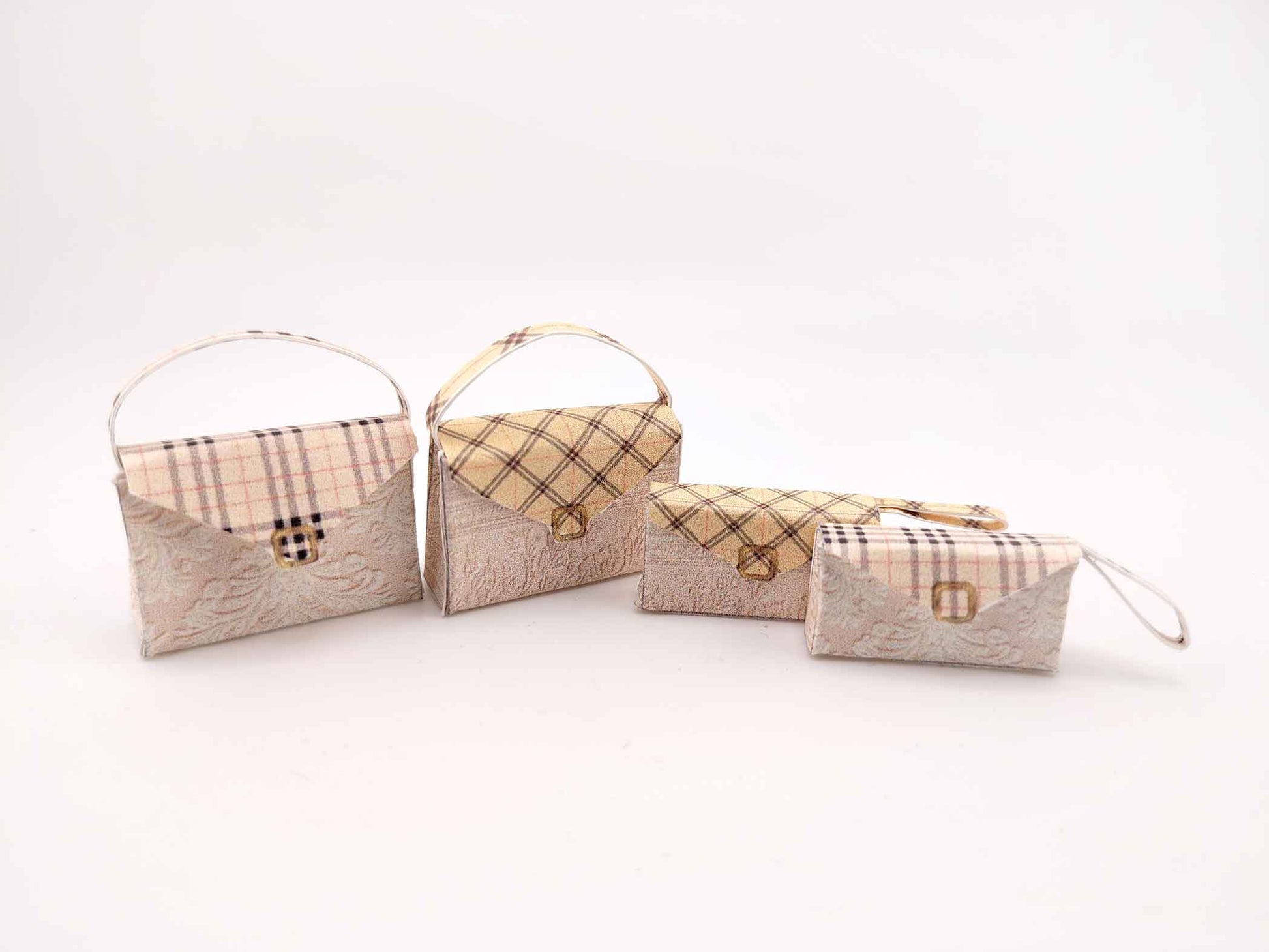 1:12 cozy vintage creamy pink doll fashion purse 4 item 2 style, bags and wallets