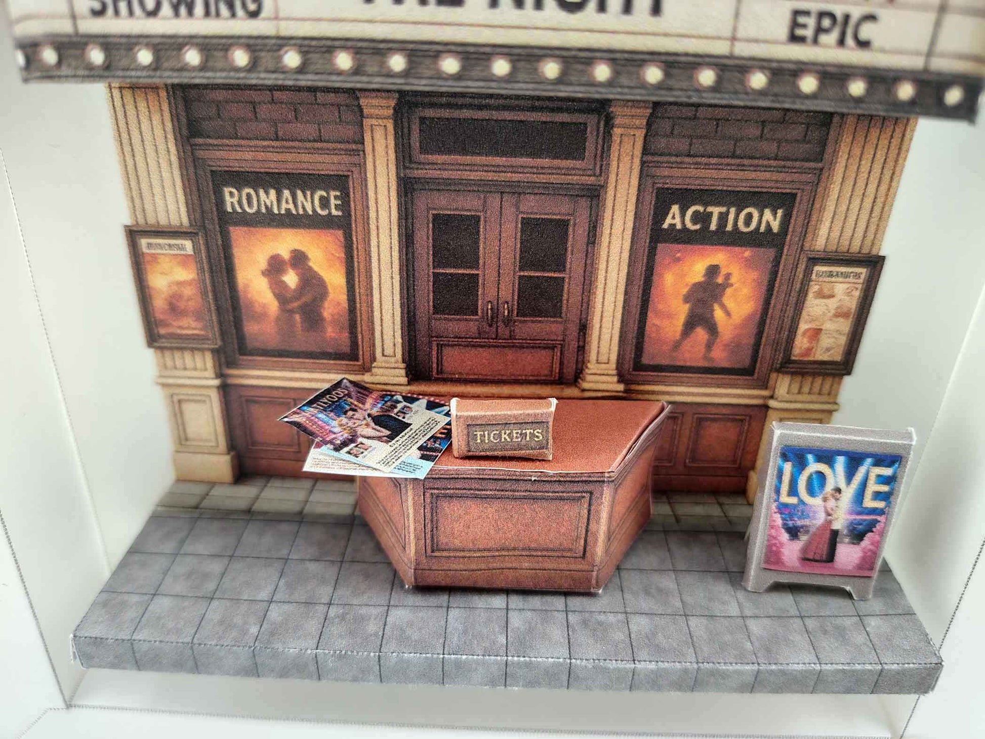 Hollywood Cinema Theater Diorama — Miniature Craft Kit in 7x5 Photo Frame Scene