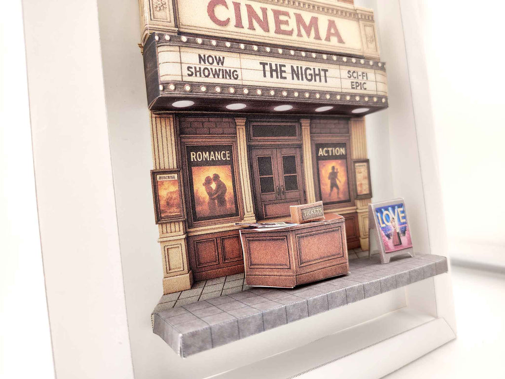 Hollywood Cinema Theater Diorama — Miniature Craft Kit in 7x5 Photo Frame Scene