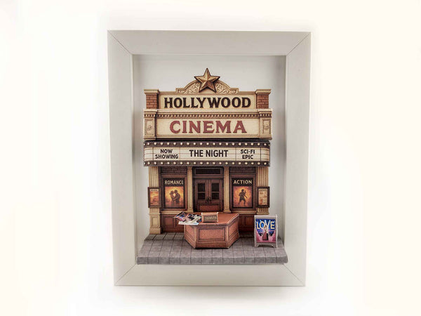Hollywood Cinema Theater Diorama — Miniature Craft Kit in 7x5 Photo Frame Scene