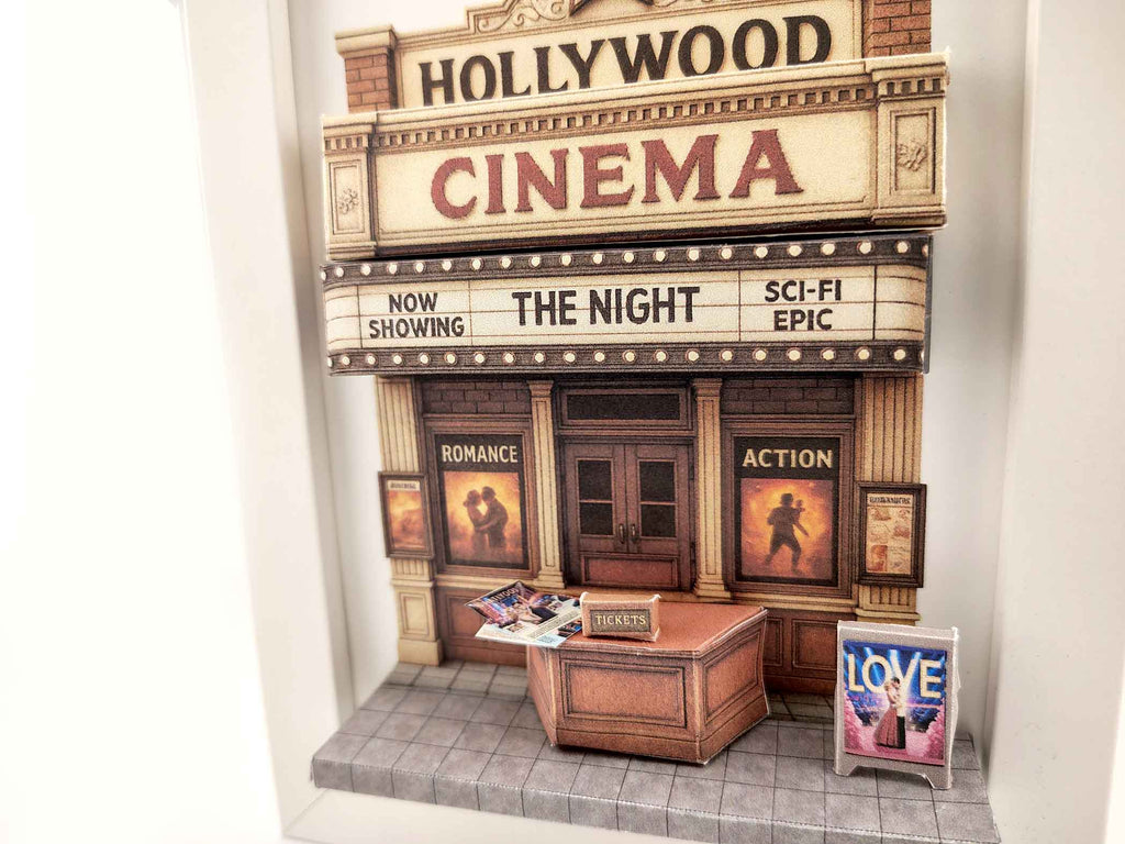 Hollywood Cinema Theater Diorama — Miniature Craft Kit in 7x5 Photo Frame Scene