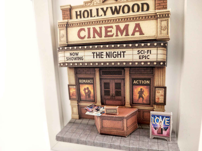 Hollywood Cinema Theater Diorama — Miniature Craft Kit in 7x5 Photo Frame Scene