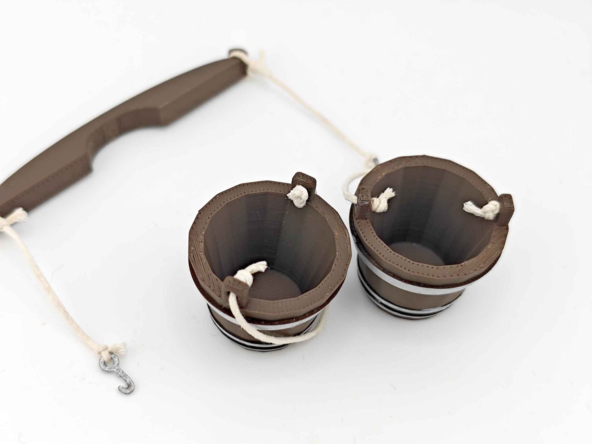 1:12 Miniature wooden water bucket for outdoor Door — 3D Print STL File, Dollhouse Accessories
