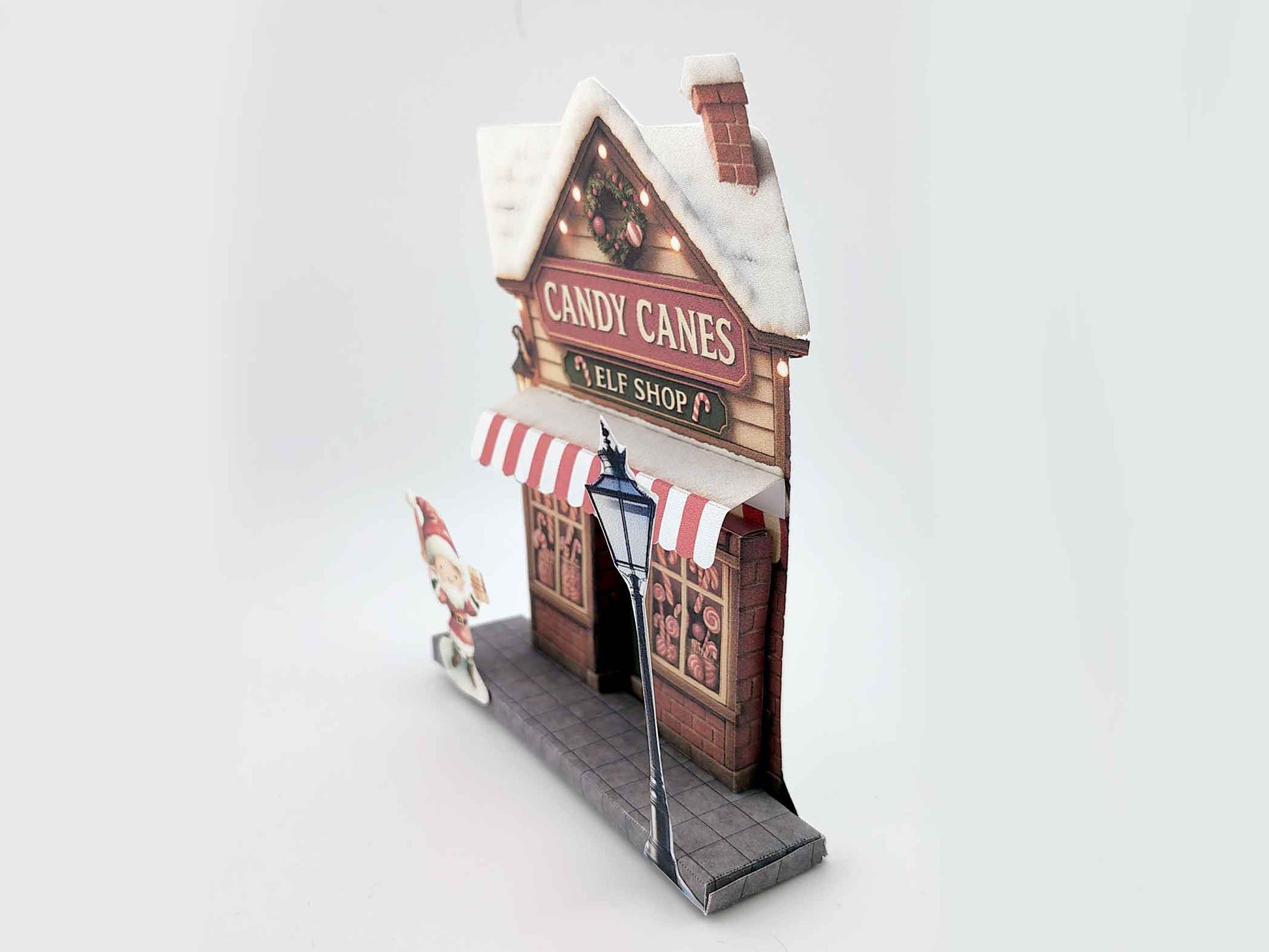 PickScene Christmas elf Candy Canes shop on street 5x7 photo frame with background for DIY a Christmas presents to be a crafting xmas card