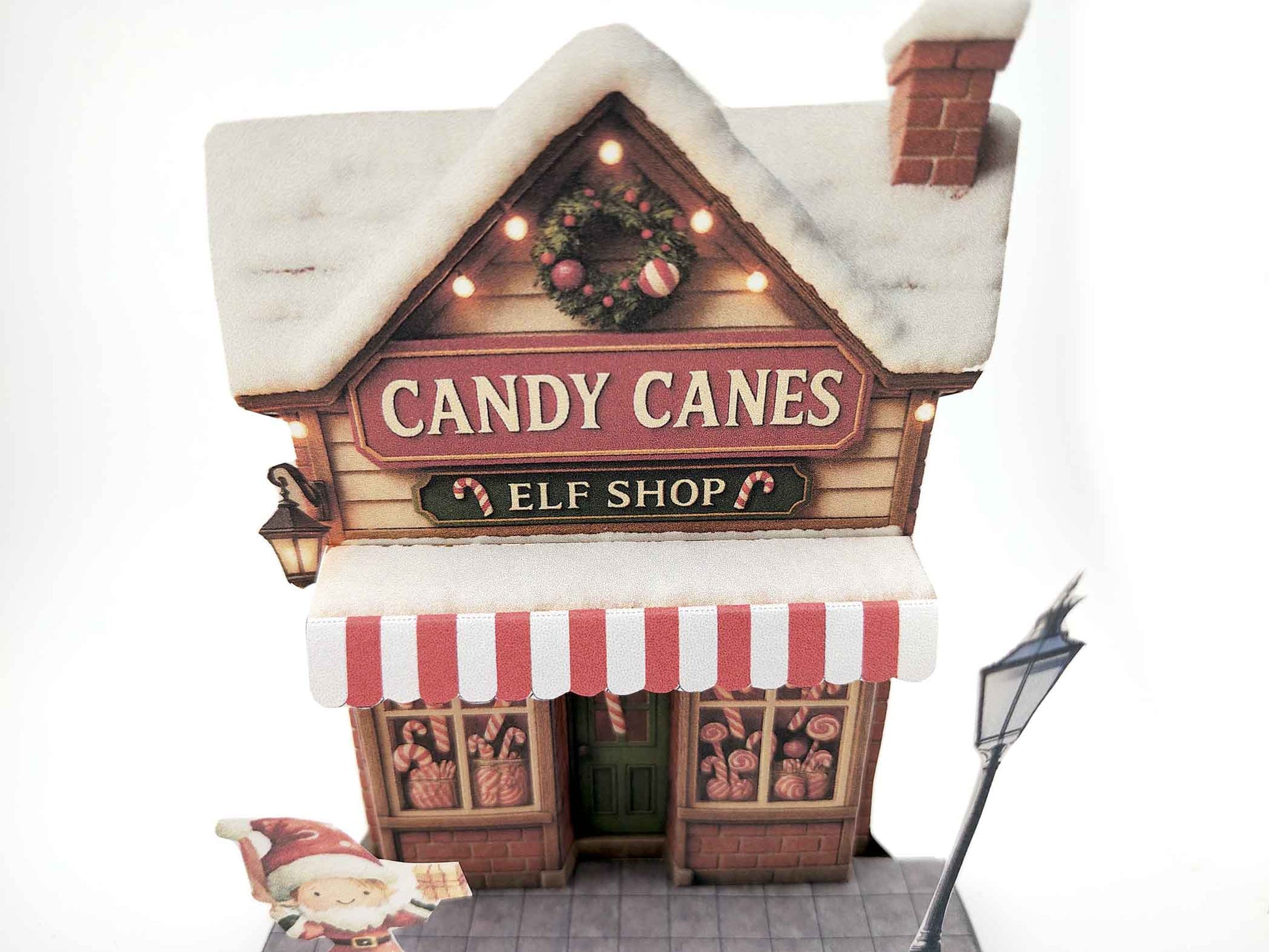PickScene Christmas elf Candy Canes shop on street 5x7 photo frame with background for DIY a Christmas presents to be a crafting xmas card