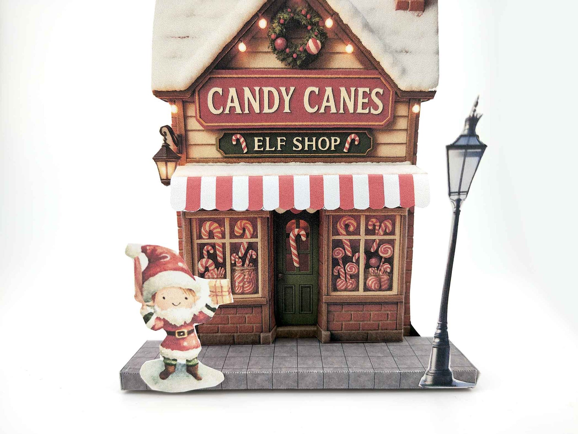 PickScene Christmas elf Candy Canes shop on street 5x7 photo frame with background for DIY a Christmas presents to be a crafting xmas card