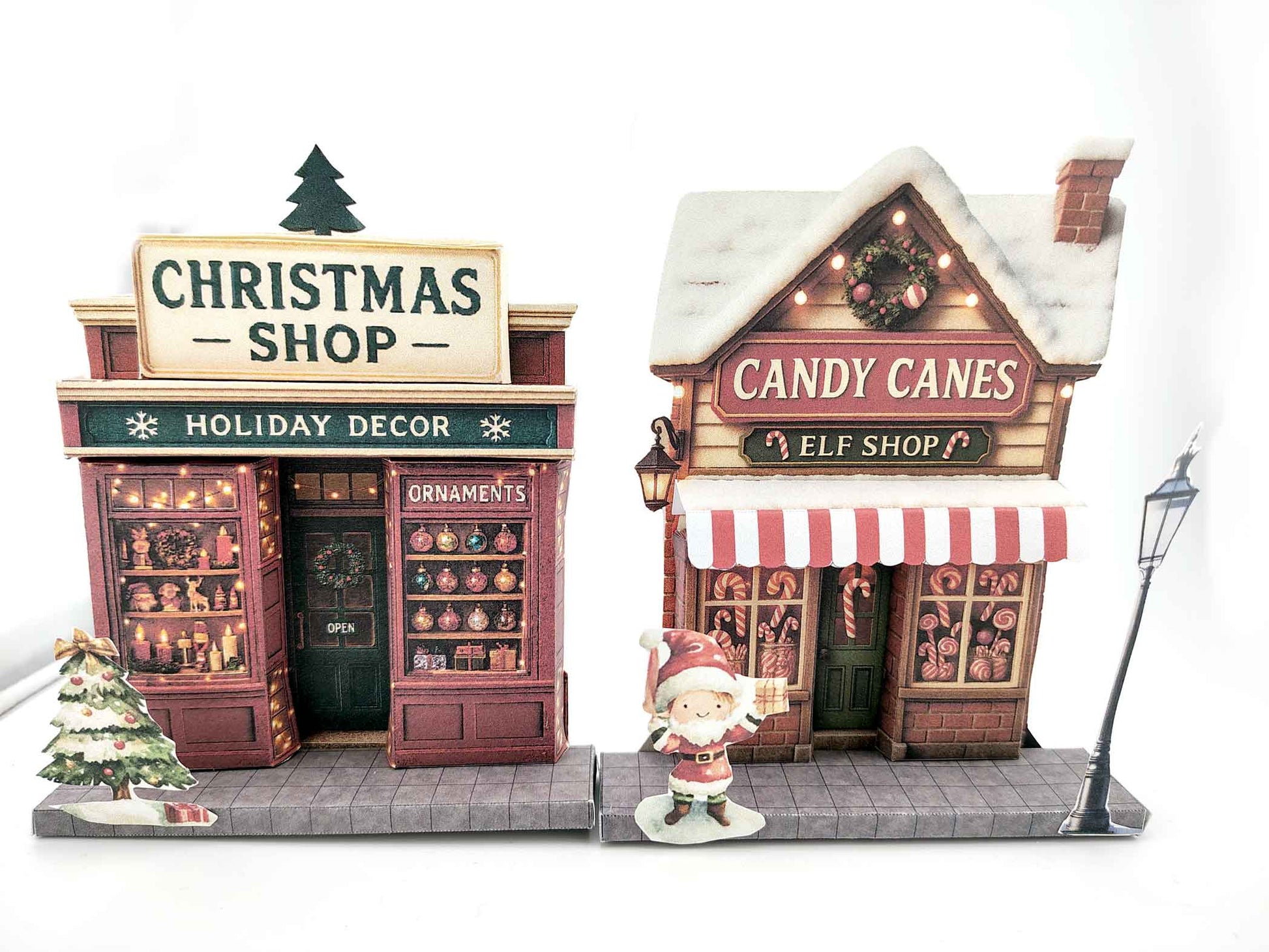 PickScene Christmas elf Candy Canes shop on street 5x7 photo frame with background for DIY a Christmas presents to be a crafting xmas card
